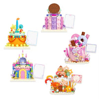 HKM-497875 Afternoon Tea Heart Cake Building Block Set - 50 Pieces of Creative Educational Toy for Kids Ages 2 to 14