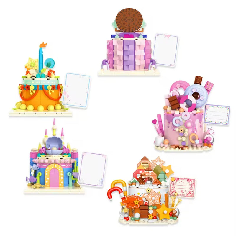 HKM-497875 Afternoon Tea Heart Cake Building Block Set - 50 Pieces of Creative Educational Toy for Kids Ages 2 to 14