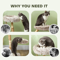 HKM-4979261 35-Inch Indoor Cat Tree with Wooden Scratching Posts, Plush Cat Bed, and Rope Toy in Brown