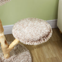 HKM-4979261 35-Inch Indoor Cat Tree with Wooden Scratching Posts, Plush Cat Bed, and Rope Toy in Brown