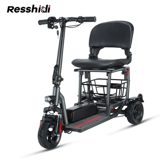 HKM-497939 Lightweight Folding 3-Wheel Electric Mobility Scooter, 20KM Range, 10KM/H Max Speed, Waterproof, Aluminum Alloy
