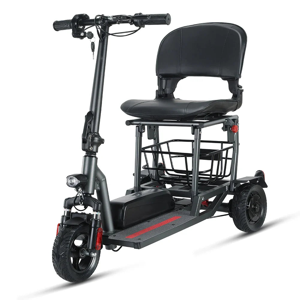 HKM-497939 Lightweight Folding 3-Wheel Electric Mobility Scooter, 20KM Range, 10KM/H Max Speed, Waterproof, Aluminum Alloy