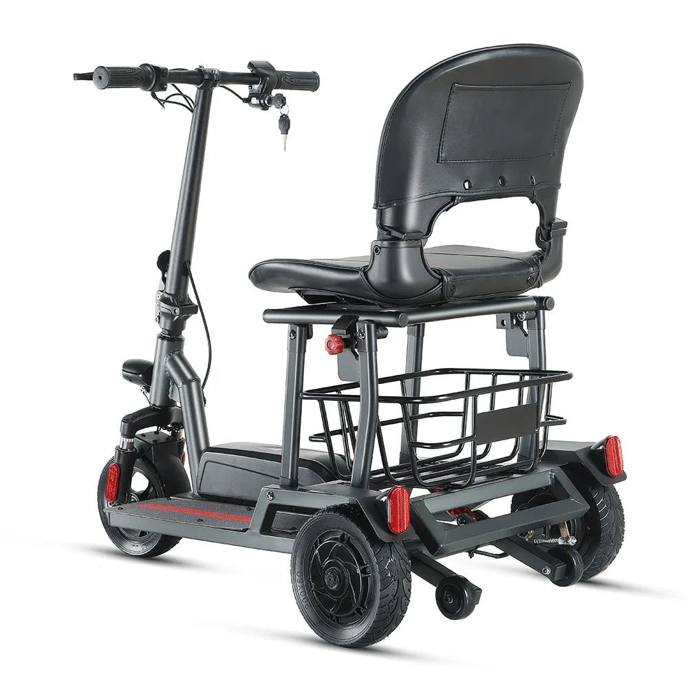 HKM-497939 Lightweight Folding 3-Wheel Electric Mobility Scooter, 20KM Range, 10KM/H Max Speed, Waterproof, Aluminum Alloy