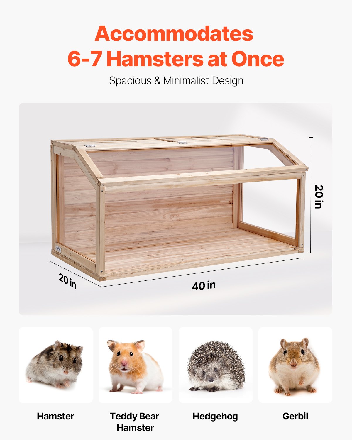 HKM-4979645 Spacious Wooden Hamster Cage Habitat with Clear Acrylic Panels for Small Pets