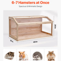 HKM-4979645 Spacious Wooden Hamster Cage Habitat with Clear Acrylic Panels for Small Pets