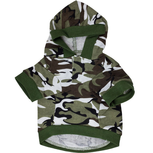 HKM-4981053 Camouflage Hooded Sweater for Pets - Comfortable Polyester in Multiple Sizes and Colors