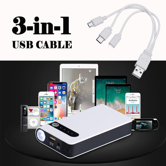 HKM-498131 Portable Car Starter and Mobile Power Battery Charger, 12V Input, 5V Output, Model MVP02262, White, 650g