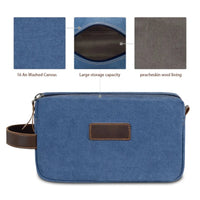 HKM-498131 Waterproof Canvas Toiletry Bag with Leather Accents for Travel and Storage