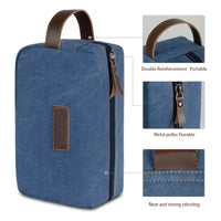HKM-498131 Waterproof Canvas Toiletry Bag with Leather Accents for Travel and Storage