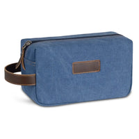 HKM-498131 Waterproof Canvas Toiletry Bag with Leather Accents for Travel and Storage