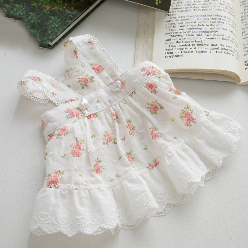 HKM-4983357 Floral Lace Dog Skirt - Cotton Dress for Small Dogs in Multiple Sizes