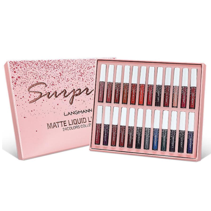 HKM-498451 Matte Waterproof Nonstick Lip Gloss Set - 24 Vibrant Shades (1.2ml Each)