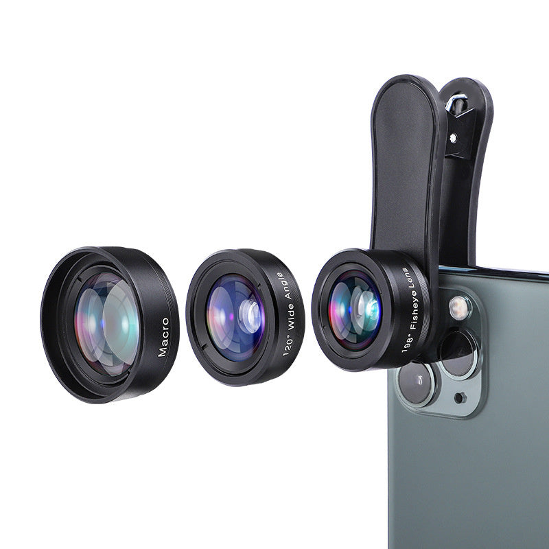 HKM-498451 Three-in-One Mobile Phone Lens: Wide-Angle, Macro, and Fisheye Attachment