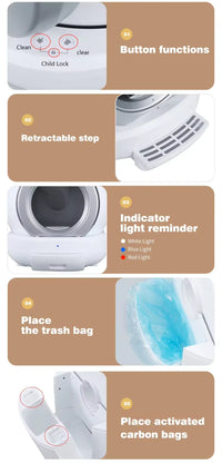 HKM-498515 Eco-Friendly Full-Automatic Cat Litter Box with 65L Capacity and Intelligent One-Button Shoveling Design