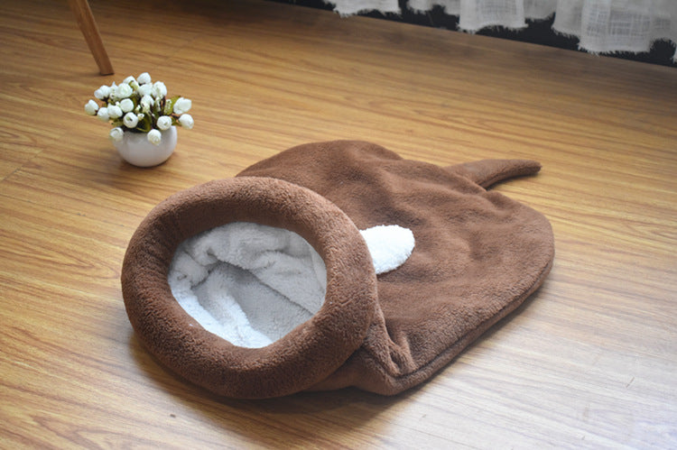 HKM-4985789 Cozy Cat & Dog Sleeping Bag Nest with Big Ears and Warm Cloth Material