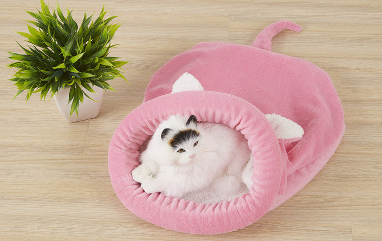 HKM-4985789 Cozy Cat & Dog Sleeping Bag Nest with Big Ears and Warm Cloth Material