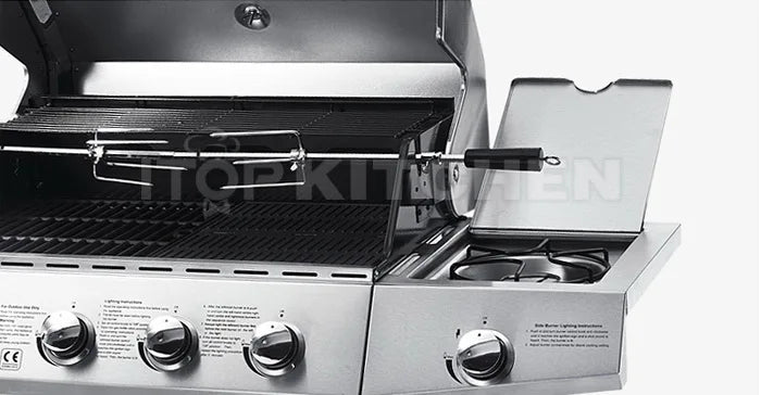 HKM-498579 Heavy Duty Outdoor Charcoal BBQ Grill with Trolley for Commercial Use