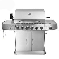 HKM-498579 Heavy Duty Outdoor Charcoal BBQ Grill with Trolley for Commercial Use