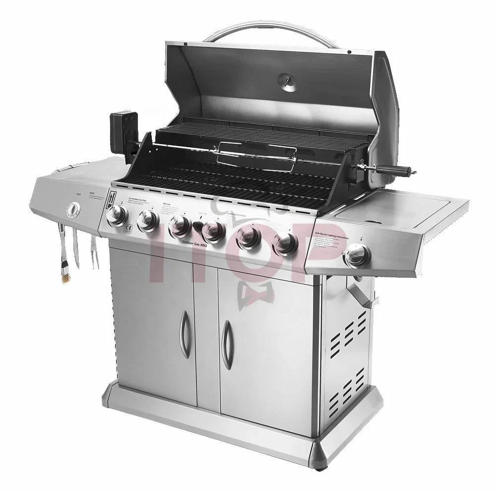 HKM-498579 Heavy Duty Outdoor Charcoal BBQ Grill with Trolley for Commercial Use