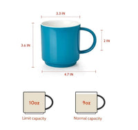 HKM-498643 10oz Ceramic Stackable Coffee Mugs – Porcelain Cups for Coffee, Tea, Cappuccino and Latte