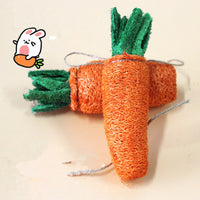 HKM-4986557 Natural Loofah Molar Toy for Pets - Carrot-Shaped Chew for Dogs, Cats, and Rabbits