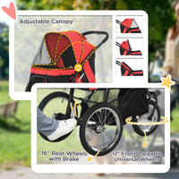 HKM-4987197 Pet Stroller for Small and Medium Dogs with Adjustable Canopy and Removable Mat