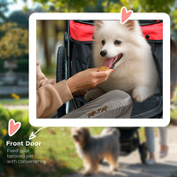 HKM-4987197 Pet Stroller for Small and Medium Dogs with Adjustable Canopy and Removable Mat