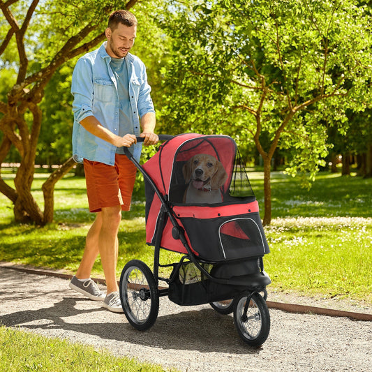 HKM-4987197 Pet Stroller for Small and Medium Dogs with Adjustable Canopy and Removable Mat
