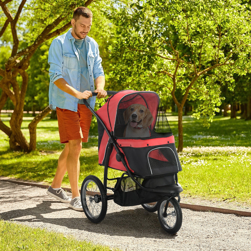HKM-4987197 Pet Stroller for Small and Medium Dogs with Adjustable Canopy and Removable Mat