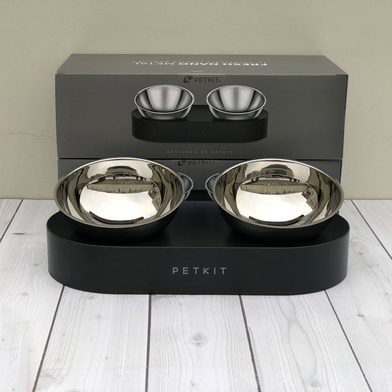 HKM-4987709 Adjustable Elevated Stainless Steel Pet Feeding Bowl with Anti-Slip Design
