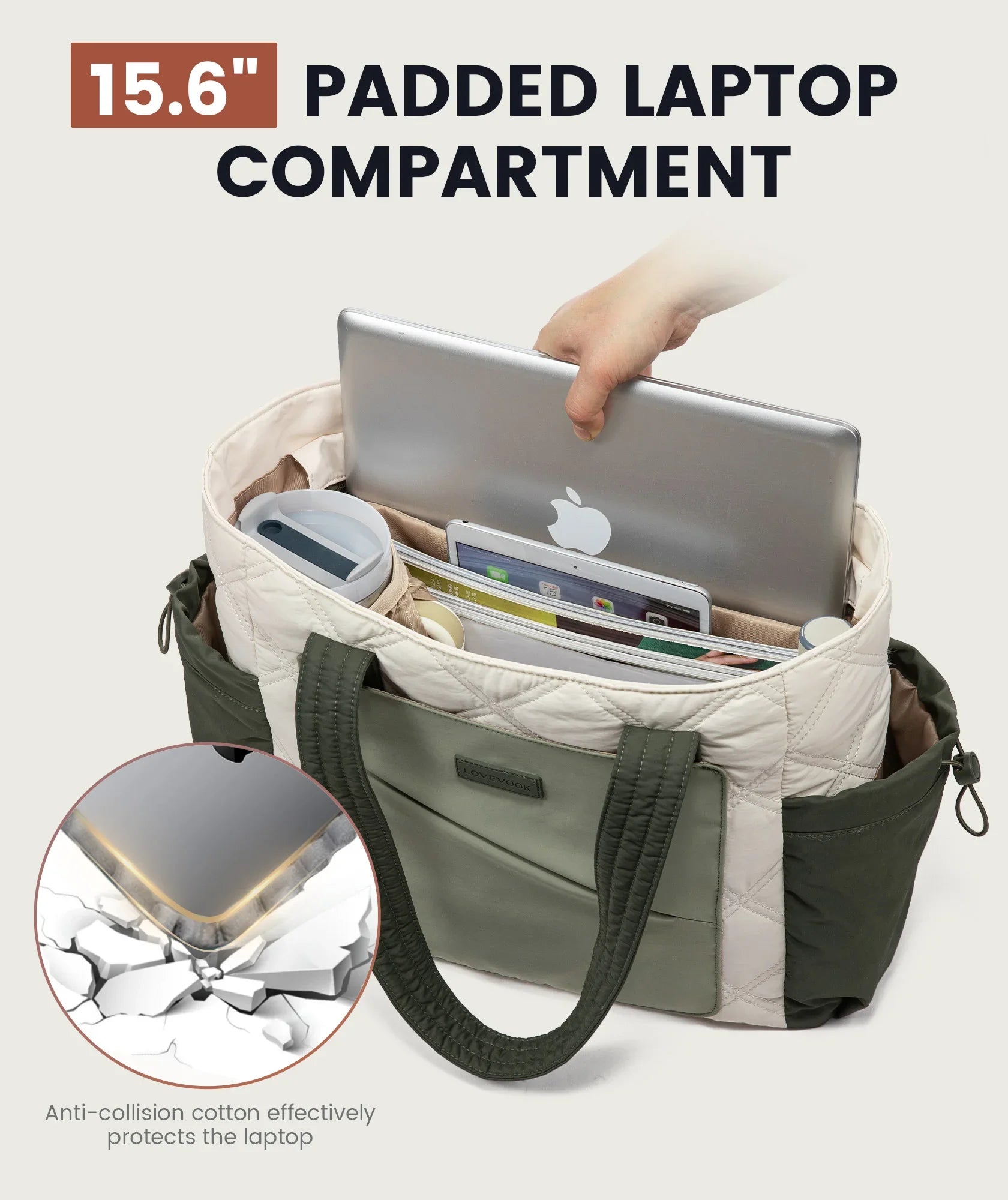 HKM-498771 Stylish 15.6 in Laptop Tote Bag for Work and Travel - Organized Folding Design