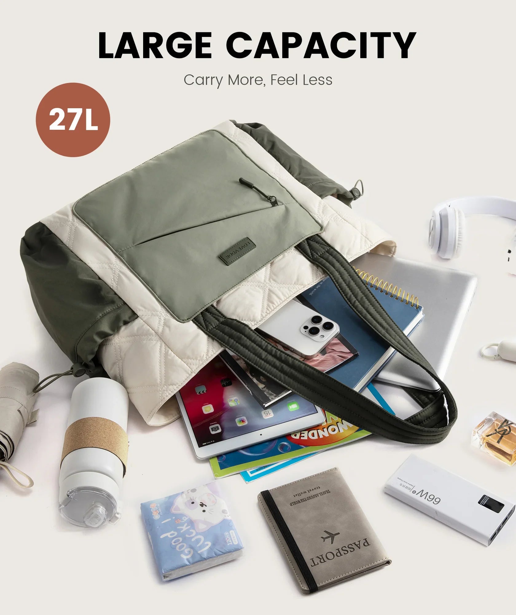 HKM-498771 Stylish 15.6 in Laptop Tote Bag for Work and Travel - Organized Folding Design