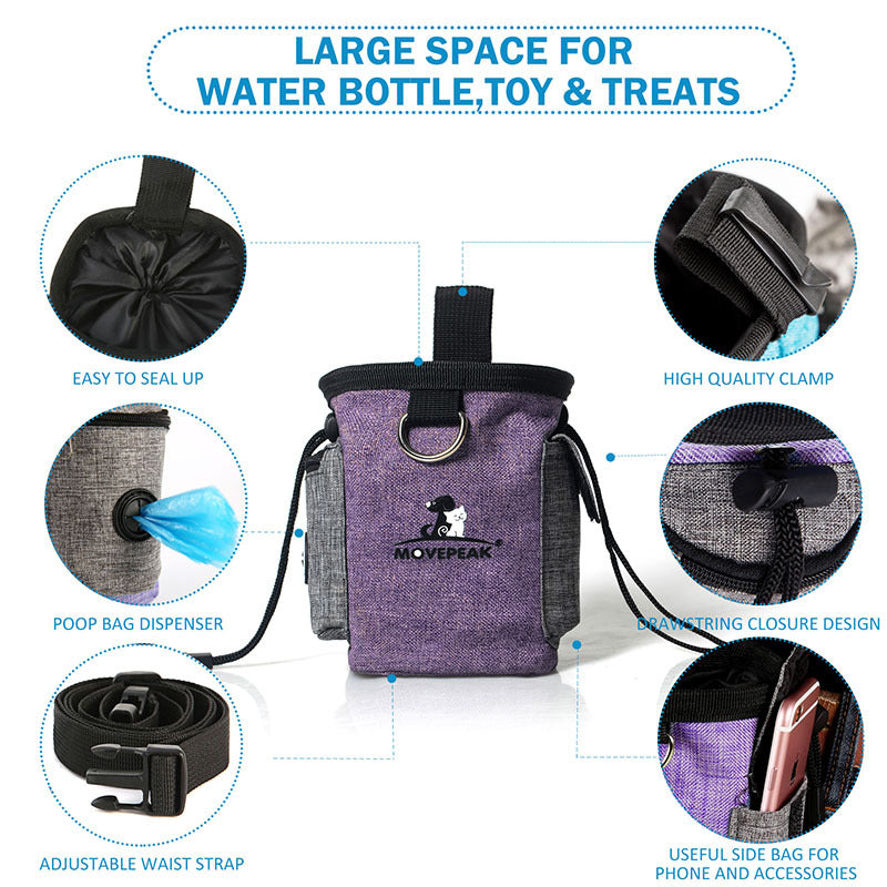 HKM-4987965 Adjustable Portable Pet Training Snack Bag with Multi-Pocket Design and Durable Waterproof Fabric