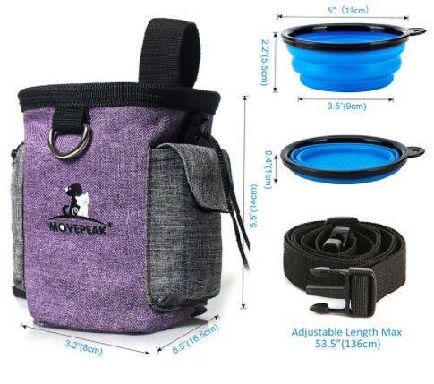 HKM-4987965 Adjustable Portable Pet Training Snack Bag with Multi-Pocket Design and Durable Waterproof Fabric