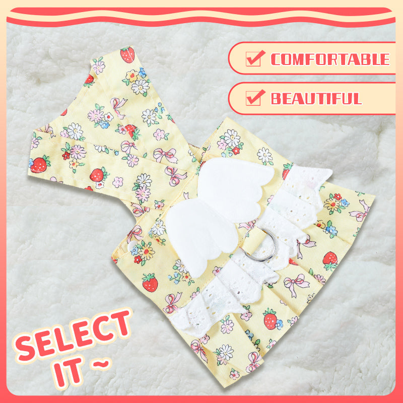 HKM-4988989 Cute Angel Wings Dog Harness Dress and Leash Set for Small Breeds
