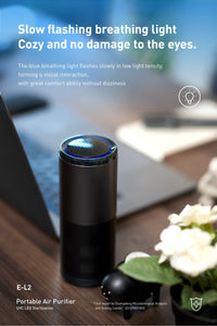 HKM-498899 Portable Mini Car Air Purifier with Smart Air Quality Sensor and 3-Speed Adjustment