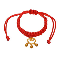 HKM-4989501 Hand-Woven Adjustable Pet Collar in Red with Auspicious Cloud and Copper Coin Designs