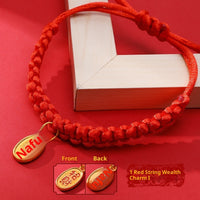 HKM-4989501 Hand-Woven Adjustable Pet Collar in Red with Auspicious Cloud and Copper Coin Designs