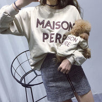 HKM-4989885 Casual Parent-Child Terry Cotton Embroidered Letter Sweater in Yellow, Apricot, Black, and Beige