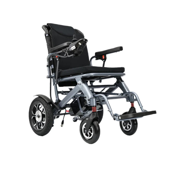 HKM-9499091 Light Folding Electric Wheelchair Dual 250W Motors 24V 12Ah Battery 12.4 Mile Range 330 lb Capacity Aluminum