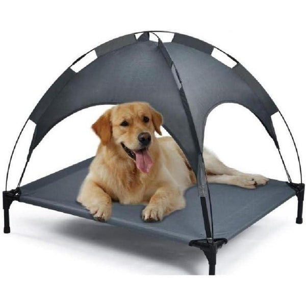 HKM-499219 Outdoor Portable Pet Bed with Canopy - Easy Assembly, Comfortable & Weather-Resistant, Ideal for Travel and Camping, Fits Pets up to 110 lbs