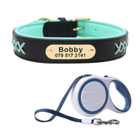 HKM-4993341 Multicolor Adjustable PU Leather Dog Collar for Medium and Large Dogs