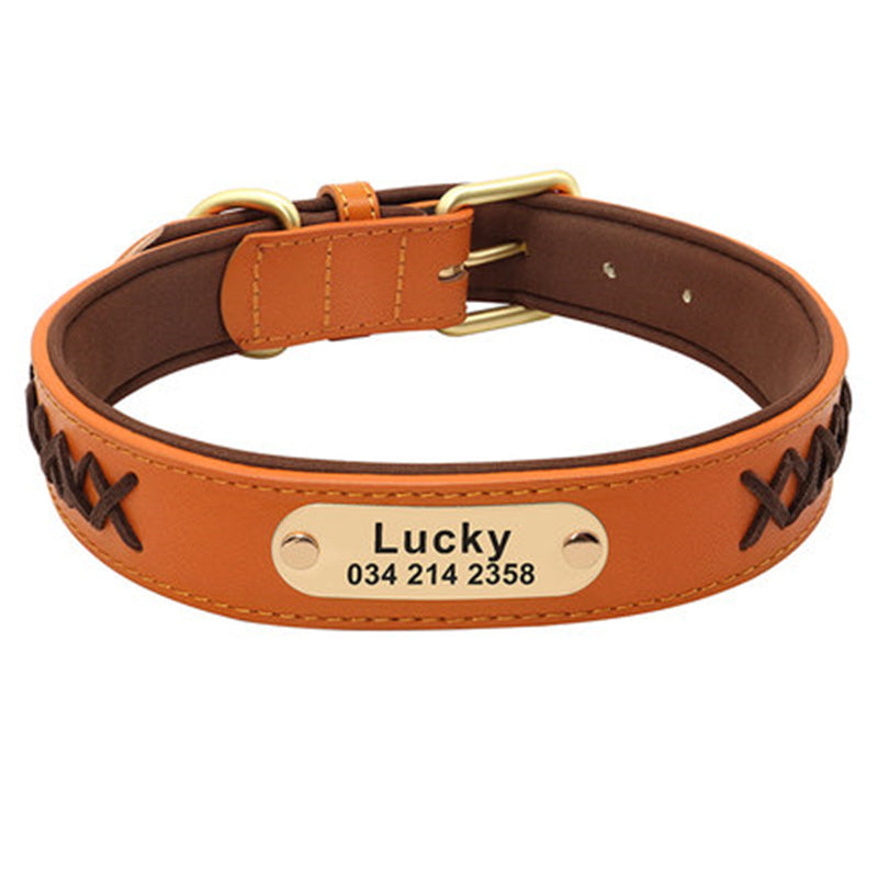 HKM-4993341 Multicolor Adjustable PU Leather Dog Collar for Medium and Large Dogs
