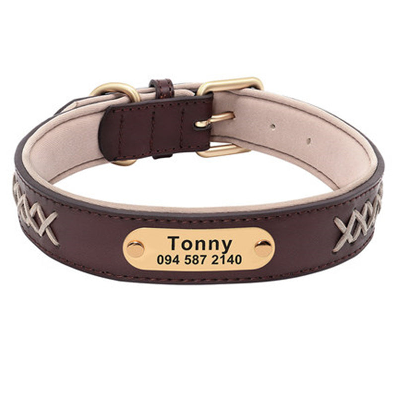 HKM-4993341 Multicolor Adjustable PU Leather Dog Collar for Medium and Large Dogs