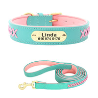 HKM-4993341 Multicolor Adjustable PU Leather Dog Collar for Medium and Large Dogs