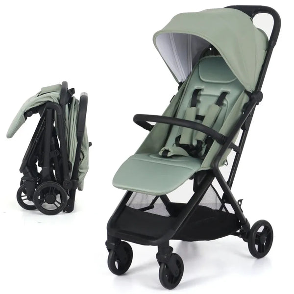 HKM-0499411 Compact Baby Stroller and Carriage, Classic Folding Pushchair with Deep Canopy and Reclining Seat for Newborns