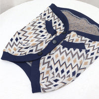 HKM-4995261 Knitted Cotton Dog Cardigan in Navy Blue and Khaki Geometric Patterns