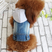 HKM-4995645 Denim Vest for Dogs - Stylish Pet Apparel with Retro Scratching Design, 100% Cotton