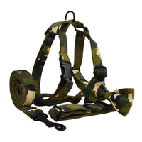 HKM-4997053 Camouflage Dog Collar and Leash Set with Bow and Vest 4-Piece Collection