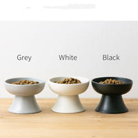 HKM-4997437 Elevated Ceramic Cat Bowl in Ice Cream Solid Colors for Cervical Support